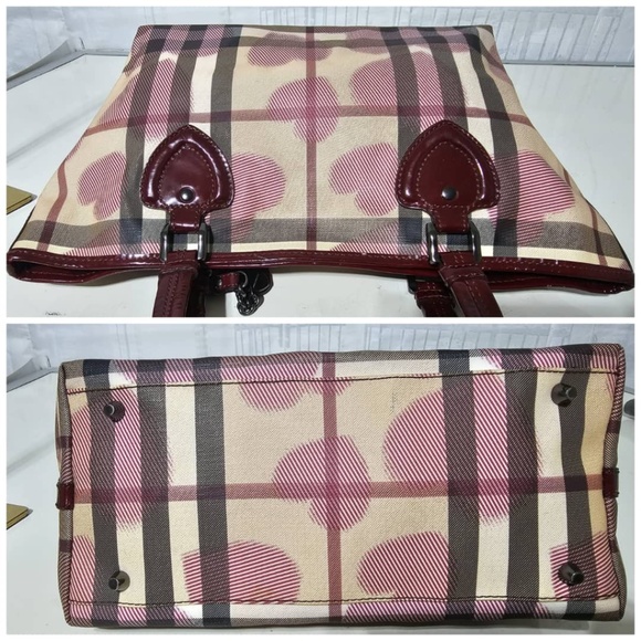 Authentic BURBERRY Supernova Check Canvas Heart Tote Bag - Picture 8 of 11